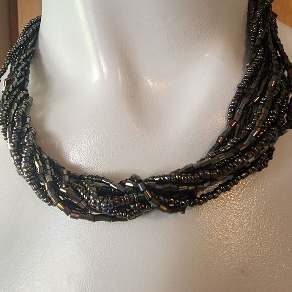 Premier Designs Chocolate Kiss Glass Seed & Bugle Beads Necklace - Picture 2 of 3
